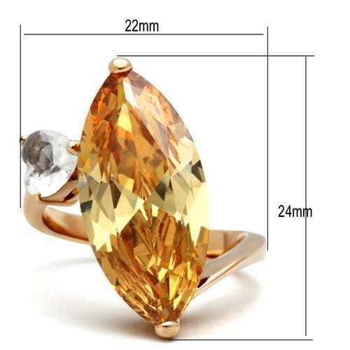 GL145 - IP Rose Gold(Ion Plating) Brass Ring with AAA Grade CZ in Champagne - Alamode - Flyclothing LLC