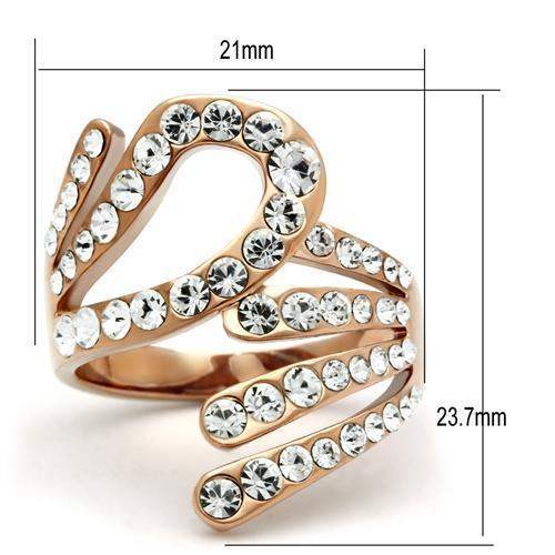 GL149 - IP Rose Gold(Ion Plating) Brass Ring with Top Grade Crystal in Clear - Alamode - Flyclothing LLC