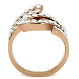GL149 - IP Rose Gold(Ion Plating) Brass Ring with Top Grade Crystal in Clear - Alamode - Flyclothing LLC