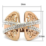 GL156 - IP Rose Gold(Ion Plating) Brass Ring with Top Grade Crystal  in Clear - Alamode