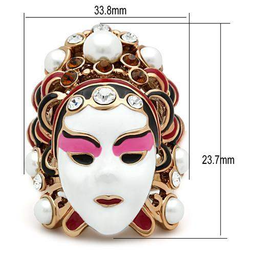 GL163 - IP Rose Gold(Ion Plating) Brass Ring with Top Grade Crystal in Clear - Alamode - Flyclothing LLC