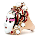 GL163 - IP Rose Gold(Ion Plating) Brass Ring with Top Grade Crystal  in Clear - Alamode