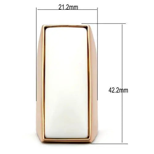 GL164 - IP Rose Gold(Ion Plating) Brass Ring with Synthetic Synthetic Stone in White - Alamode - Flyclothing LLC