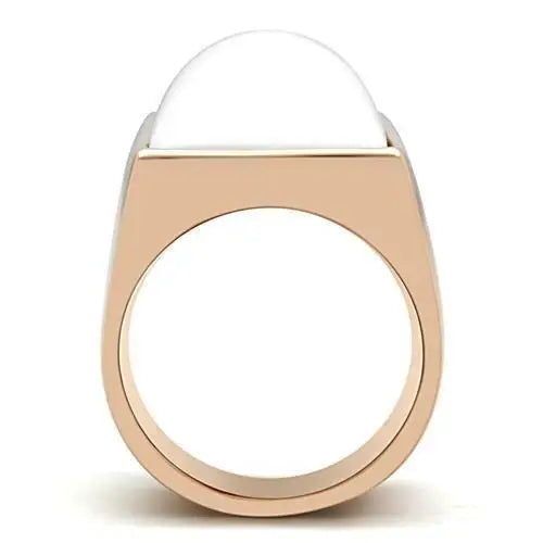 GL164 - IP Rose Gold(Ion Plating) Brass Ring with Synthetic Synthetic Stone in White - Alamode - Flyclothing LLC
