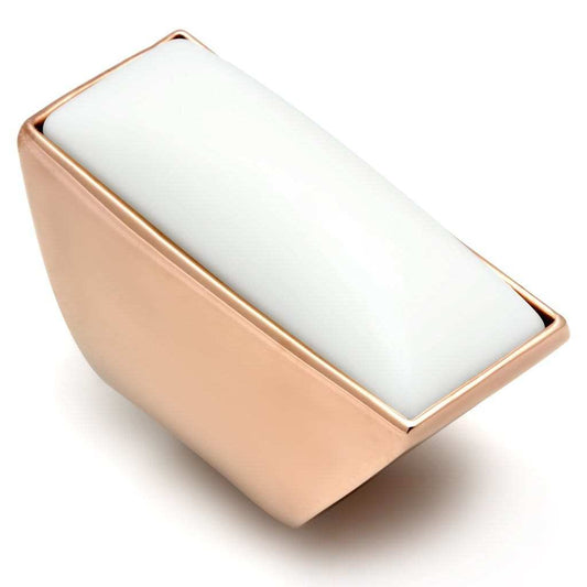 GL164 - IP Rose Gold(Ion Plating) Brass Ring with Synthetic Synthetic Stone in White - Alamode - Flyclothing LLC