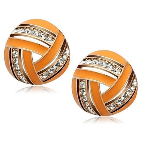 GL167 - IP Rose Gold(Ion Plating) Brass Earrings with Top Grade Crystal  in Clear - Alamode
