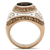 GL203 - IP Rose Gold(Ion Plating) Brass Ring with Synthetic Synthetic Glass in Brown - Alamode