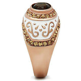 GL203 - IP Rose Gold(Ion Plating) Brass Ring with Synthetic Synthetic Glass in Brown - Alamode - Flyclothing LLC