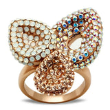 GL219 - IP Rose Gold(Ion Plating) Brass Ring with Top Grade Crystal in Multi Color - Alamode - Flyclothing LLC