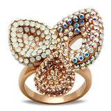 GL219 - IP Rose Gold(Ion Plating) Brass Ring with Top Grade Crystal  in Multi Color - Alamode