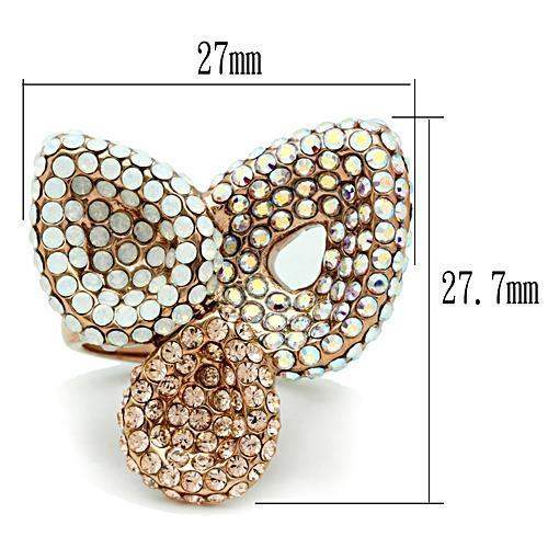GL219 - IP Rose Gold(Ion Plating) Brass Ring with Top Grade Crystal in Multi Color - Alamode - Flyclothing LLC