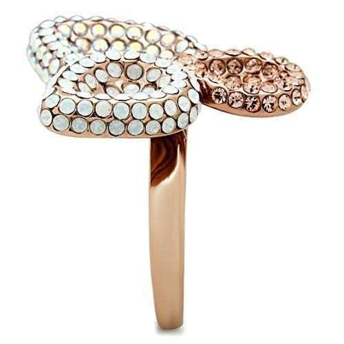 GL219 - IP Rose Gold(Ion Plating) Brass Ring with Top Grade Crystal in Multi Color - Alamode - Flyclothing LLC