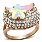 GL220 - IP Rose Gold(Ion Plating) Brass Ring with Top Grade Crystal in Clear - Alamode - Flyclothing LLC