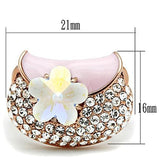 GL220 - IP Rose Gold(Ion Plating) Brass Ring with Top Grade Crystal  in Clear - Alamode
