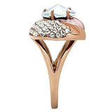 GL220 - IP Rose Gold(Ion Plating) Brass Ring with Top Grade Crystal  in Clear - Alamode