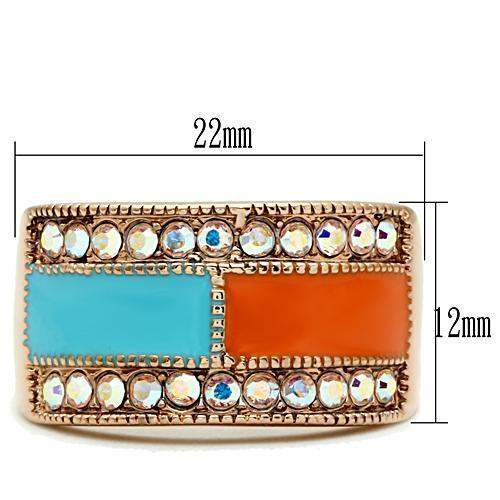 GL221 - IP Rose Gold(Ion Plating) Brass Ring with Top Grade Crystal in Clear - Alamode - Flyclothing LLC