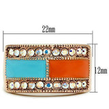 GL221 - IP Rose Gold(Ion Plating) Brass Ring with Top Grade Crystal in Clear - Alamode - Flyclothing LLC