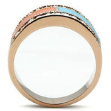 GL221 - IP Rose Gold(Ion Plating) Brass Ring with Top Grade Crystal in Clear - Alamode - Flyclothing LLC