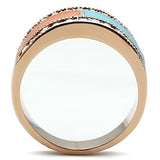 GL221 - IP Rose Gold(Ion Plating) Brass Ring with Top Grade Crystal  in Clear - Alamode