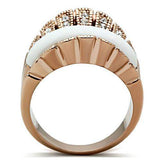GL223 - IP Rose Gold(Ion Plating) Brass Ring with Semi-Precious Agate in White - Alamode - Flyclothing LLC