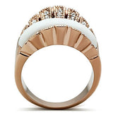 GL223 - IP Rose Gold(Ion Plating) Brass Ring with Semi-Precious Agate in White - Alamode