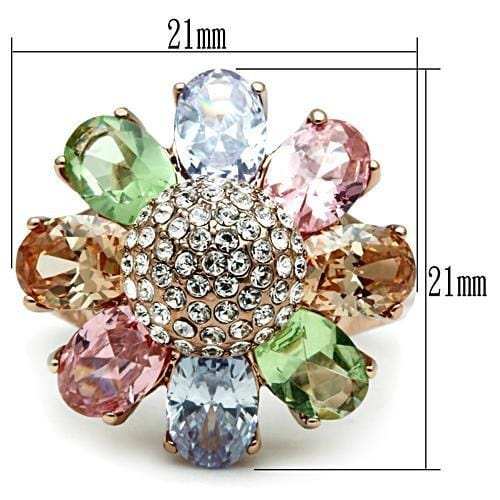 GL224 - IP Rose Gold(Ion Plating) Brass Ring with AAA Grade CZ in Multi Color - Alamode - Flyclothing LLC