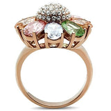 GL224 - IP Rose Gold(Ion Plating) Brass Ring with AAA Grade CZ  in Multi Color - Alamode