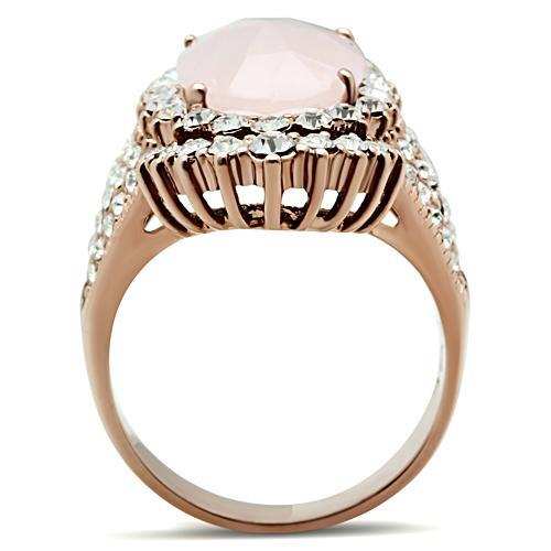 GL225 - IP Rose Gold(Ion Plating) Brass Ring with Precious Stone PINK CRYSTAL in Light Rose - Alamode - Flyclothing LLC