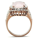 GL225 - IP Rose Gold(Ion Plating) Brass Ring with Precious Stone PINK CRYSTAL in Light Rose