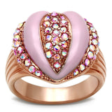 GL227 - IP Rose Gold(Ion Plating) Brass Ring with Top Grade Crystal  in Light Rose - Alamode