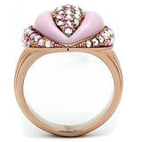 GL227 - IP Rose Gold(Ion Plating) Brass Ring with Top Grade Crystal in Light Rose - Alamode - Flyclothing LLC