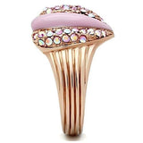 GL227 - IP Rose Gold(Ion Plating) Brass Ring with Top Grade Crystal  in Light Rose - Alamode