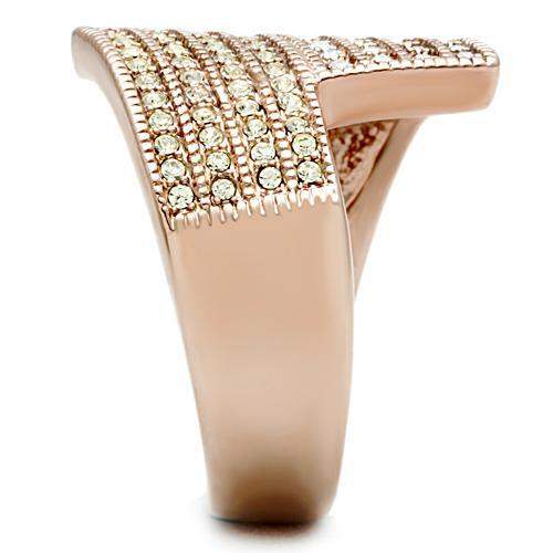 GL229 - IP Rose Gold(Ion Plating) Brass Ring with Top Grade Crystal in Multi Color - Alamode - Flyclothing LLC