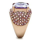 GL230 - IP Rose Gold(Ion Plating) Brass Ring with AAA Grade CZ  in Light Amethyst