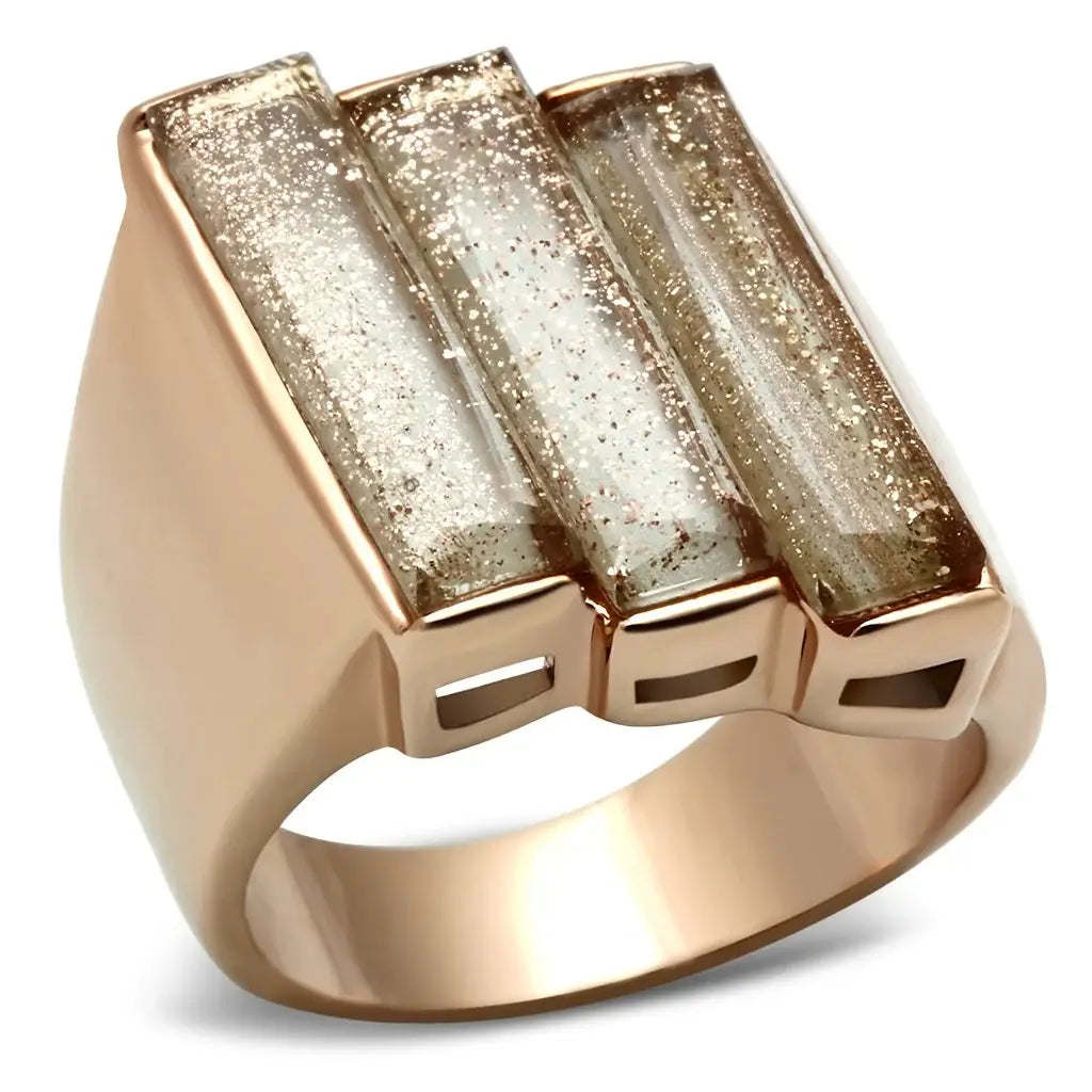 GL231 - IP Rose Gold(Ion Plating) Brass Ring with Synthetic Spinel in Topaz - Alamode - Flyclothing LLC