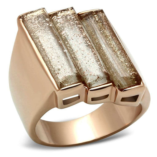 GL231 - IP Rose Gold(Ion Plating) Brass Ring with Synthetic Spinel in Topaz - Alamode - Flyclothing LLC