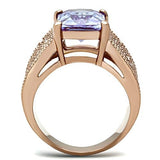 GL236 - IP Rose Gold(Ion Plating) Brass Ring with AAA Grade CZ  in Light Amethyst - Alamode