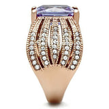 GL236 - IP Rose Gold(Ion Plating) Brass Ring with AAA Grade CZ  in Light Amethyst - Alamode