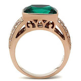 GL240 - IP Rose Gold(Ion Plating) Brass Ring with Synthetic Synthetic Glass in Blue Zircon - Alamode - Flyclothing LLC