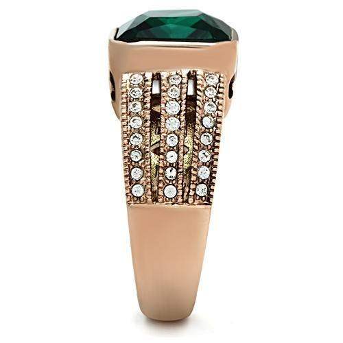 GL240 - IP Rose Gold(Ion Plating) Brass Ring with Synthetic Synthetic Glass in Blue Zircon - Alamode - Flyclothing LLC