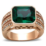 GL240 - IP Rose Gold(Ion Plating) Brass Ring with Synthetic Synthetic Glass in Blue Zircon - Alamode - Flyclothing LLC