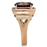 GL242 - IP Rose Gold(Ion Plating) Brass Ring with AAA Grade CZ in Brown - Alamode - Flyclothing LLC