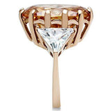 GL243 - IP Rose Gold(Ion Plating) Brass Ring with AAA Grade CZ in Champagne - Alamode - Flyclothing LLC