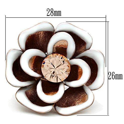 GL247 - IP Rose Gold(Ion Plating) Brass Ring with Top Grade Crystal in Light Peach - Alamode - Flyclothing LLC