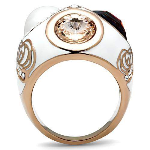 GL248 - IP Rose Gold(Ion Plating) Brass Ring with Synthetic Synthetic Glass in Multi Color - Alamode - Flyclothing LLC