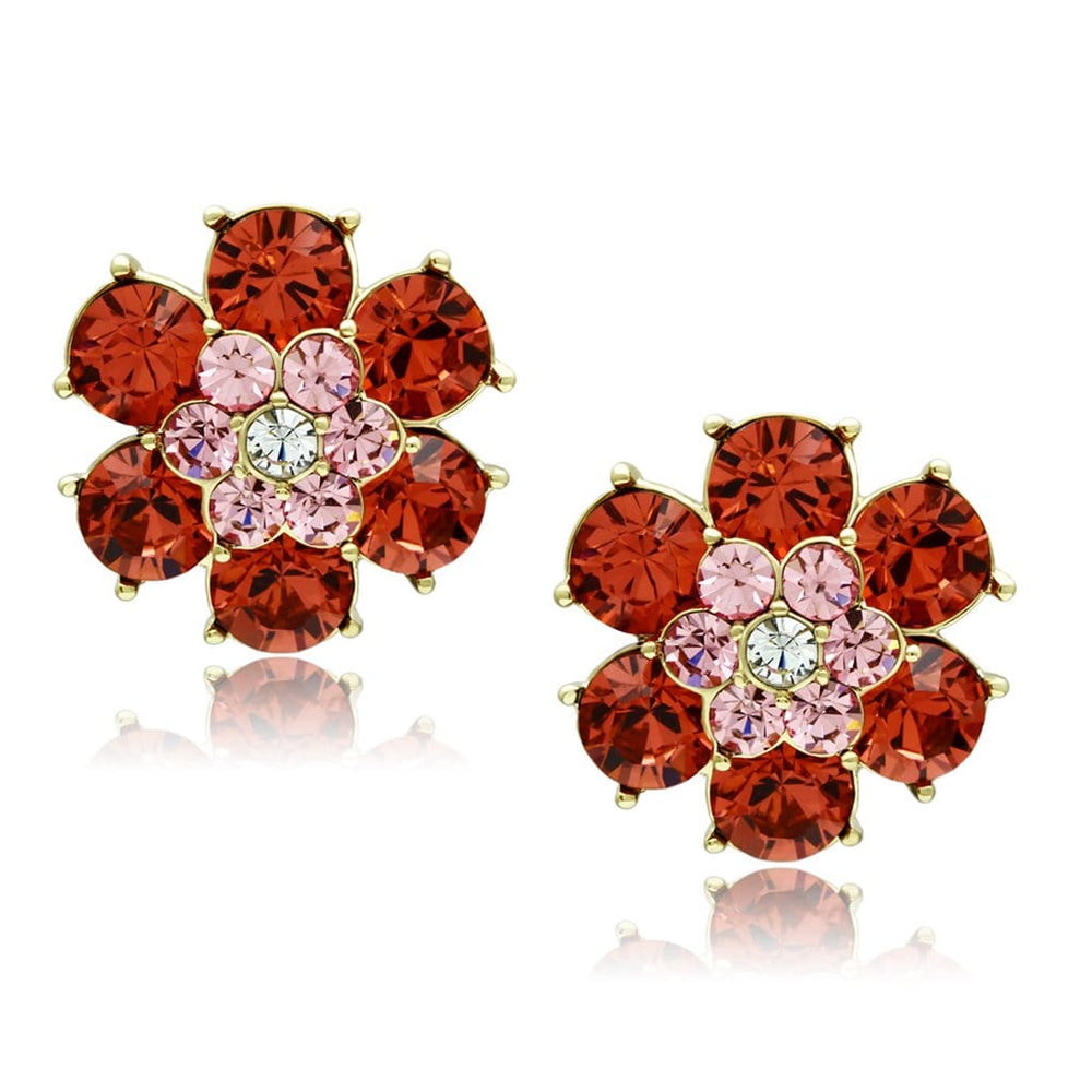 GL252 - IP Gold(Ion Plating) Brass Earrings with Top Grade Crystal  in Multi Color - Alamode