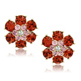 GL252 - IP Gold(Ion Plating) Brass Earrings with Top Grade Crystal  in Multi Color - Alamode