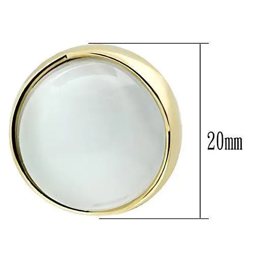 GL253 - IP Gold(Ion Plating) Brass Earrings with Synthetic Cat Eye in White - Alamode - Flyclothing LLC
