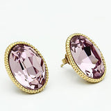 GL258 - IP Gold(Ion Plating) Brass Earrings with Top Grade Crystal  in Light Amethyst - Alamode