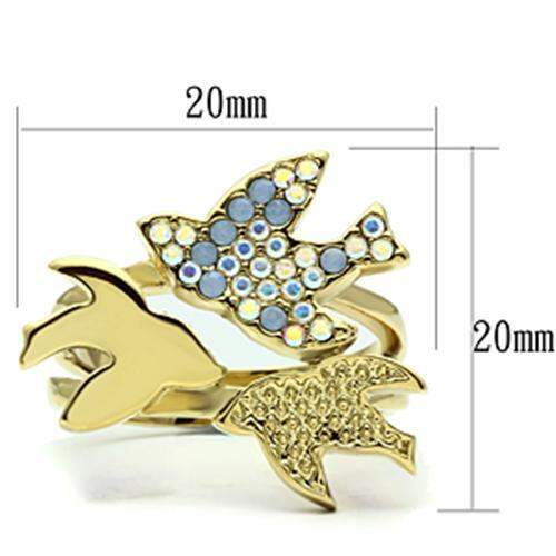 GL277 - IP Gold(Ion Plating) Brass Ring with Top Grade Crystal in Multi Color - Alamode - Flyclothing LLC